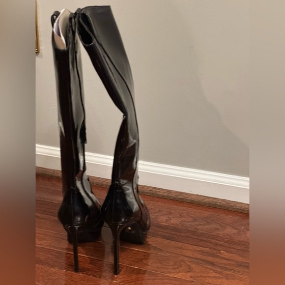 Black Patent Leather Knee-High Boots - Picture 4 of 5